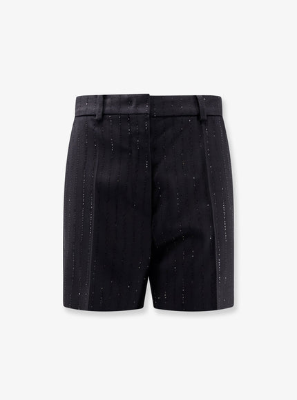 Max Mara Siberia Virgin Wool Shorts With Sequins Nero