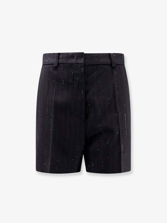 Max Mara Siberia Virgin Wool Shorts With Sequins Nero