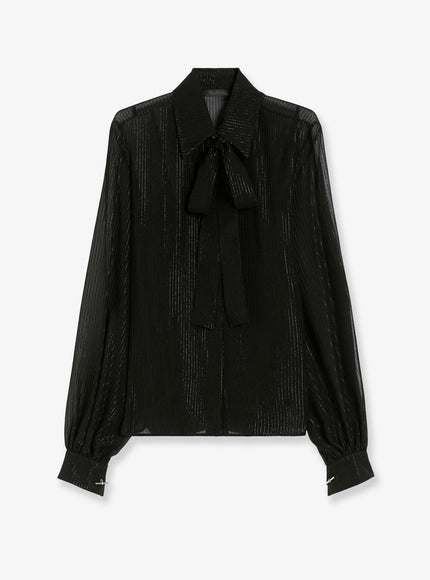 Max Mara Scafati Silk Shirt With Lurex Profiles Nero