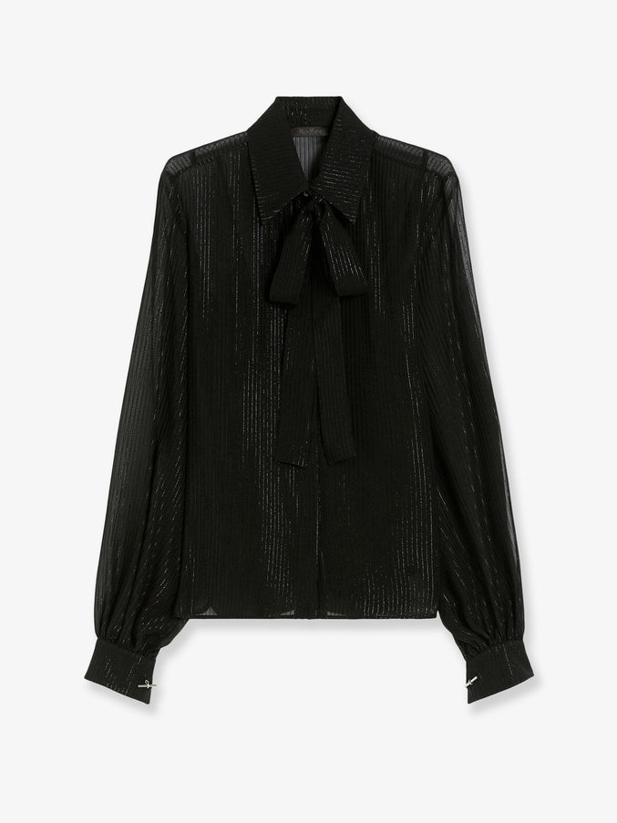 Max Mara Scafati Silk Shirt With Lurex Profiles Nero