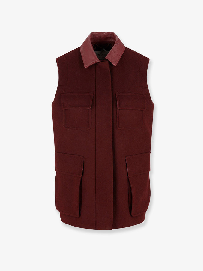Max Mara Aeroso Wool, Alpaca And Cashmere Sleeveless Coat Ciliegia