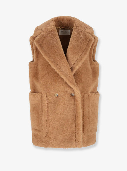 Max Mara Breda Camel And Silk Sleeveless Coat Beige