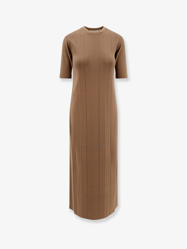 Max Mara Orafo Viscose Blend Midi Dress Nocciola