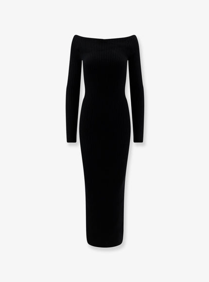 Max Mara Arnes Wool And Cashmere Long Dress Nero