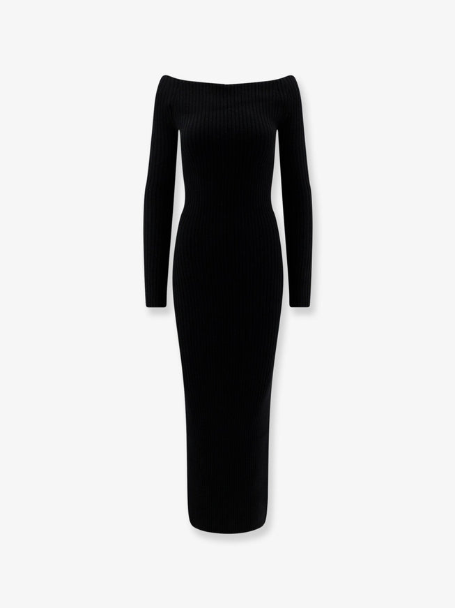 Max Mara Arnes Wool And Cashmere Long Dress Nero