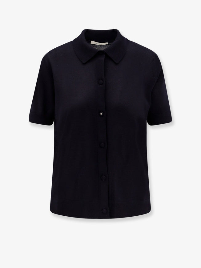 Max Mara Romania Virgin Wool Cardigan Blu