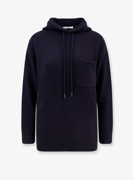 Max Mara Liana Wool And Cashmere Hooded Sweater Blu Marino