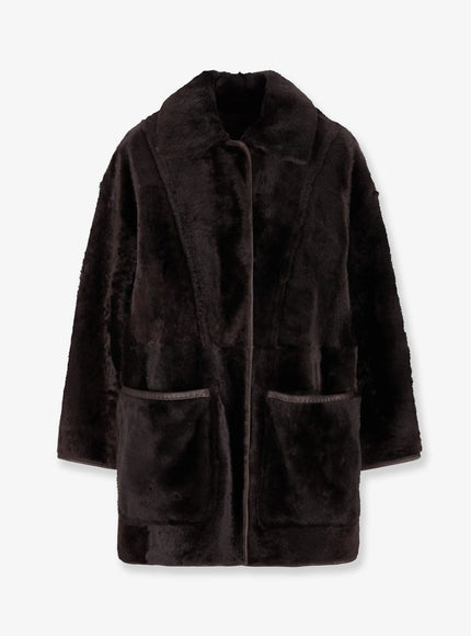 Max Mara Pirenei Reversible Sheepskin Coat Marrone