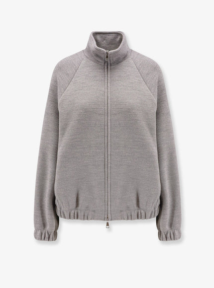 Max Mara Frine Double Wool-Cotton Sweatshirt Grigio Chiaro