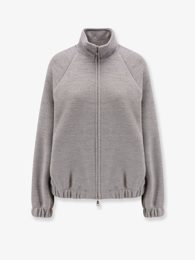 Max Mara Frine Double Wool-Cotton Sweatshirt Grigio Chiaro