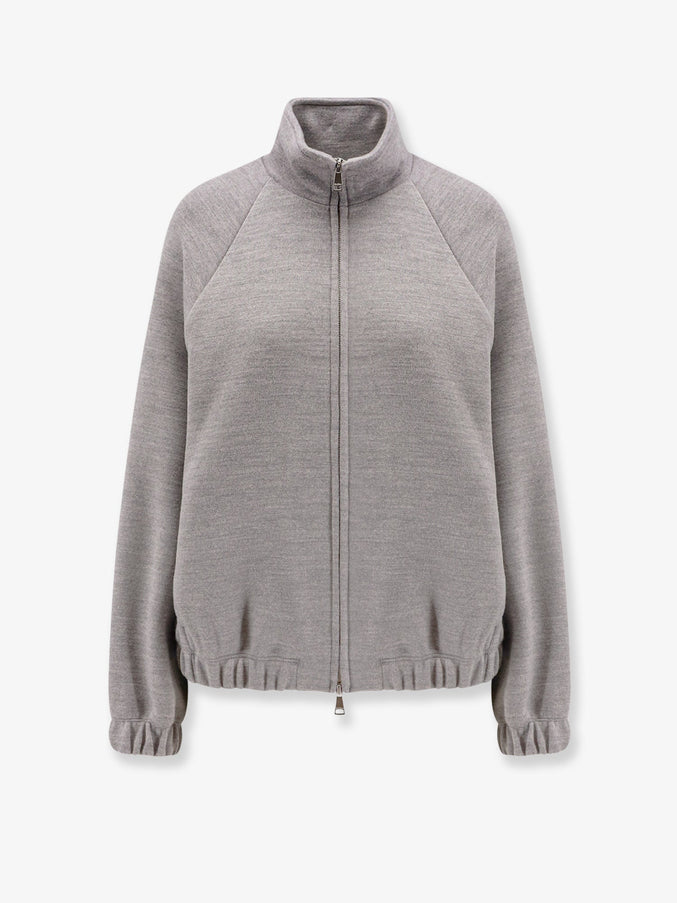 Max Mara Frine Double Wool-Cotton Sweatshirt Grigio Chiaro