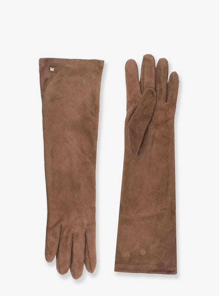Max Mara Afide Long Suede Gloves Marrone