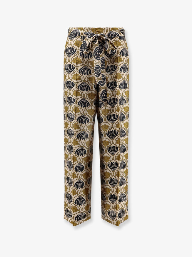 Max Mara Timec Multicolor Silk Trousers Senape