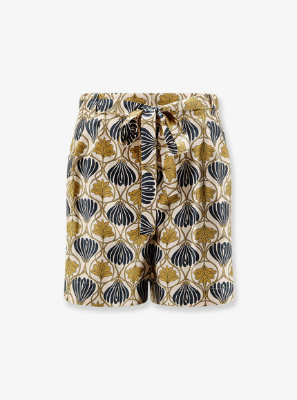 Max Mara Metello Multicolor Silk Shorts Senape