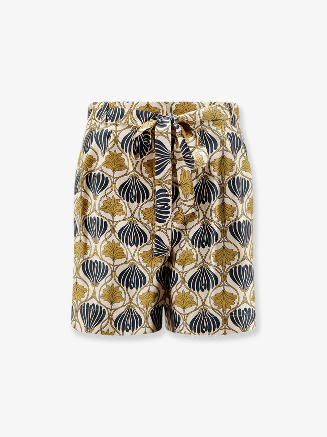 Max Mara Metello Multicolor Silk Shorts Senape