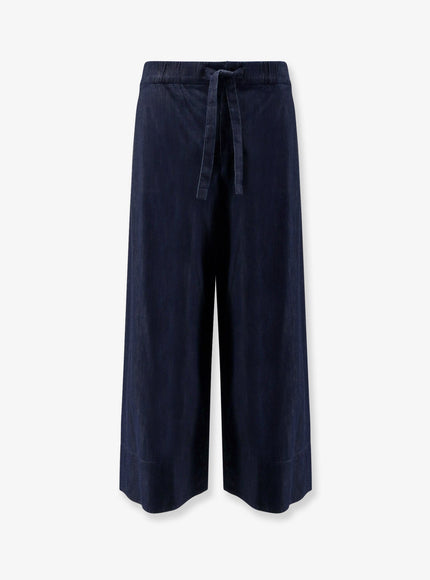 Max Mara Jour Cotton Trousers Blu Notte