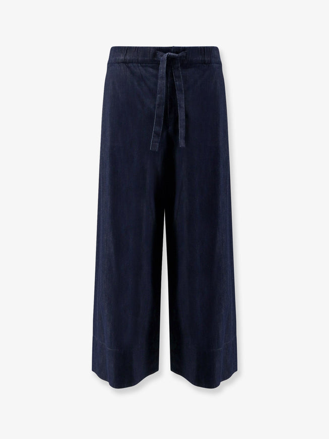 Max Mara Jour Cotton Trousers Blu Notte