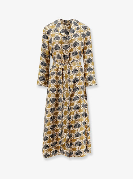 Max Mara Albert Multicolor Silk Dress Senape