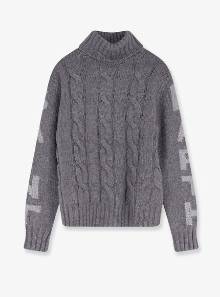 Mc2 Saint Barth Adler Wool Blend Cable Knit Turtleneck Sweater Grigio