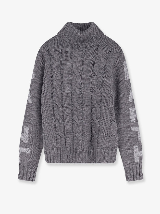 Mc2 Saint Barth Adler Wool Blend Cable Knit Turtleneck Sweater Grigio