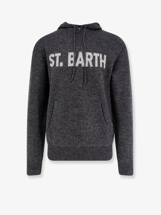 Mc2 Saint Barth Jack Wool Sweatshirt With Front Logo Inlay Charcoal