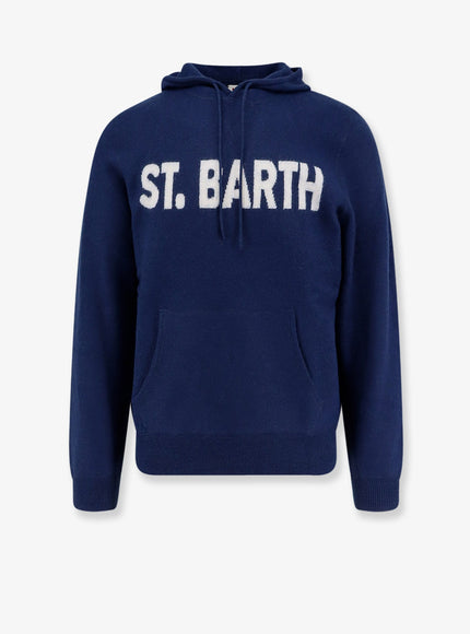 Mc2 Saint Barth Jack Wool Sweatshirt With Front Logo Inlay Blue Navy