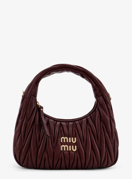 Miu Miu Wander Matelassé Suede Shoulder Bag Uni Bordeaux