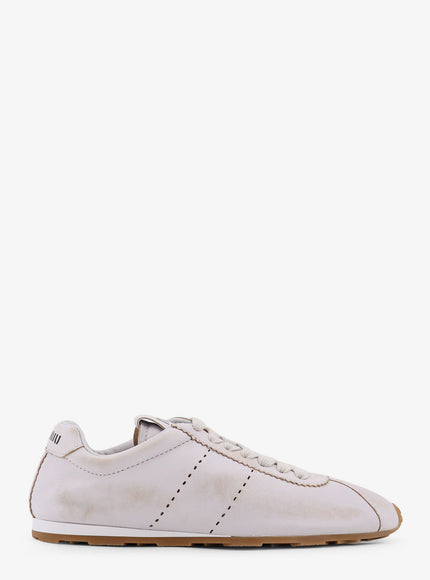 Miu Miu Plume Low-Top Leather Sneakers Grigio