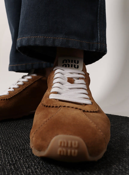 Miu Miu Plume Low-Top Leather Sneakers