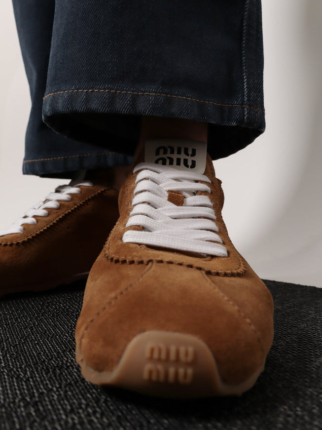 Miu Miu Plume Low-Top Leather Sneakers