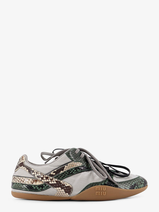 Miu Miu Gymnasium Technical Fabric And Python-Print Aisley Sneakers Nube + Abete