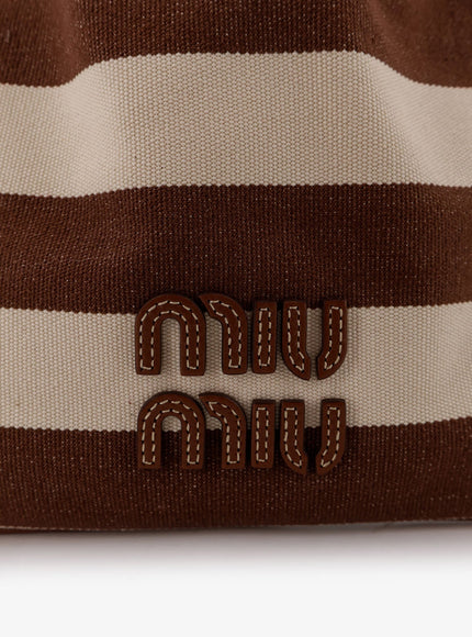 Miu Miu Canvas Striped Bucket Bag
