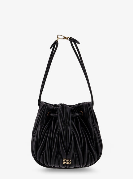 Miu Miu Matelassé Leather Bucket Bag Uni Nero
