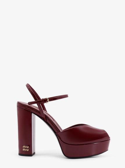 Miu Miu Patent Leather Sandals With Heel And Wedge Porpora