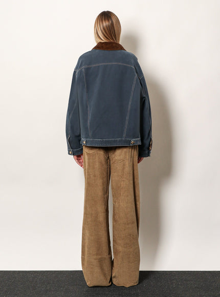 Miu Miu Denim Padded Jacket With Corduroy Collar