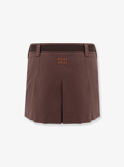 Miu Miu Panama Pleated Mini Skirt With Belt