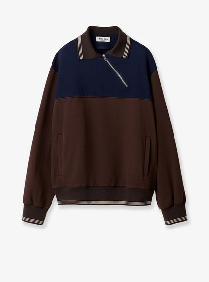 Miu Miu Viscose Sweatshirt Cacao + Blu