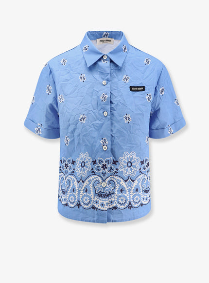 Miu Miu Bandana Cotton And Linen Shirt Bianco