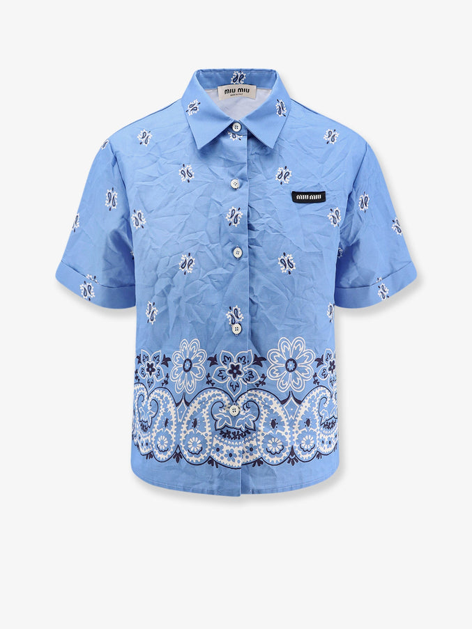 Miu Miu Bandana Cotton And Linen Shirt Bianco