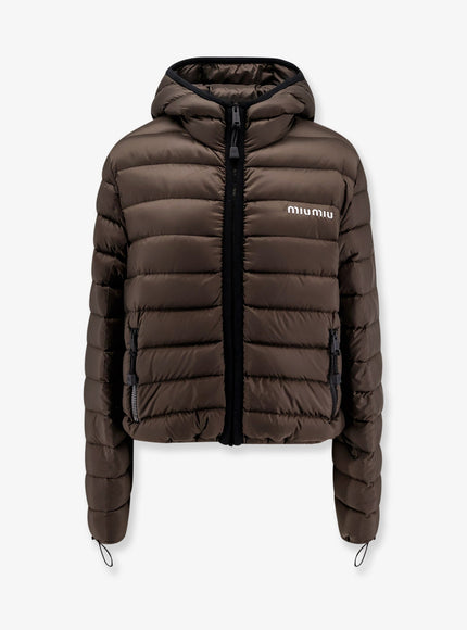 Miu Miu Light Pongé Down Hoodie Jacket Selva