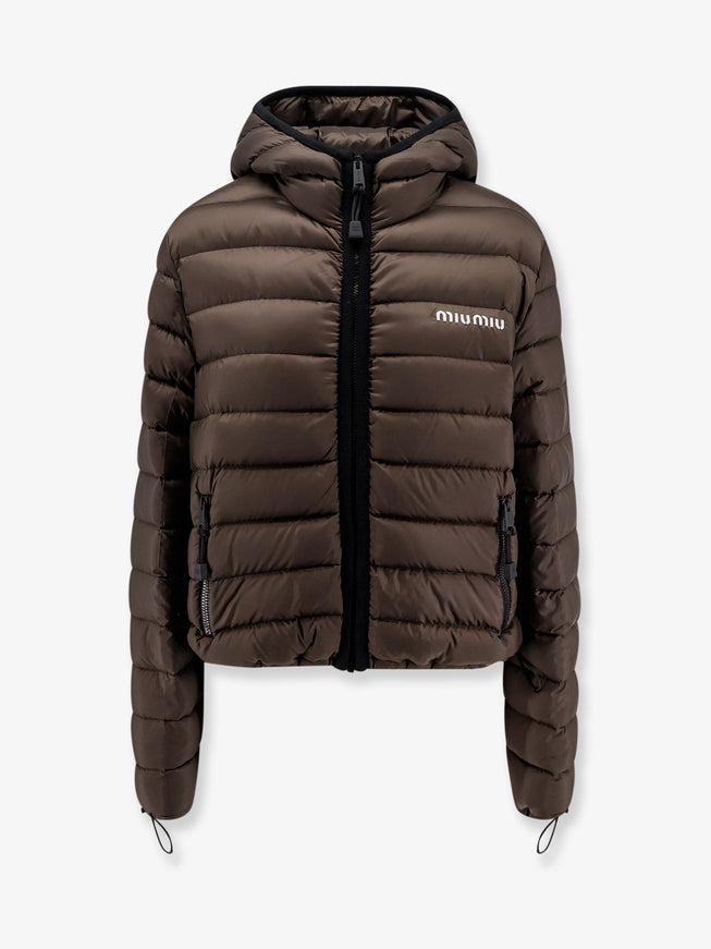 Miu Miu Light Pongé Down Hoodie Jacket Selva