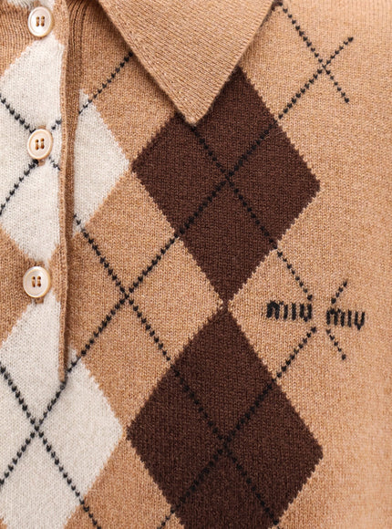 Miu Miu Cashmere Polo Shirt With Miu Miu Embroidery