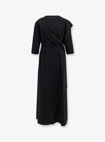 Mm6 Maison Margiela Long Jersey Dress With Satin Inserts