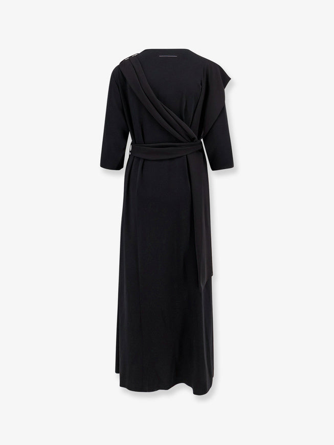 Mm6 Maison Margiela Long Jersey Dress With Satin Inserts