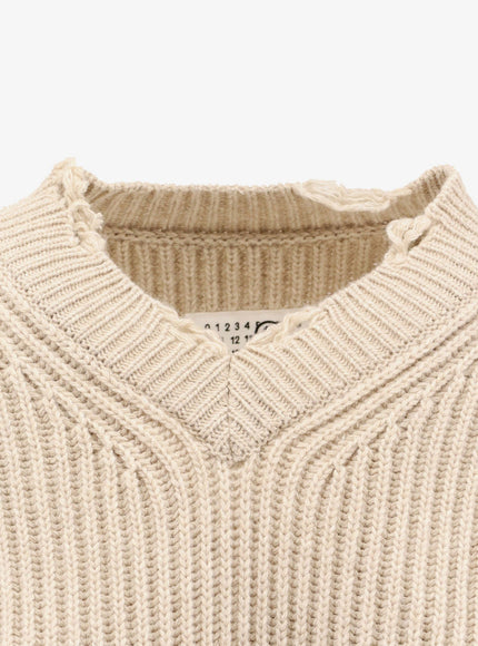 Mm6 Maison Margiela Wool Blend Sweater With Distressed Effect