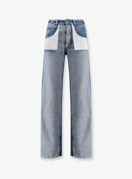 Mm6 Maison Margiela Straight Leg Jeans With Reverse Pockets Medium Blue