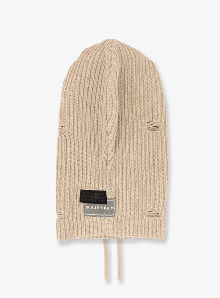 Mm6 Maison Margiela Wool Blend Balaclava With Distressed Effect