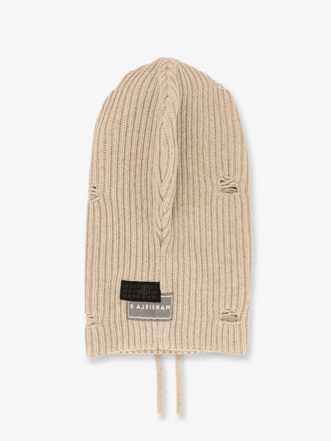 Mm6 Maison Margiela Wool Blend Balaclava With Distressed Effect