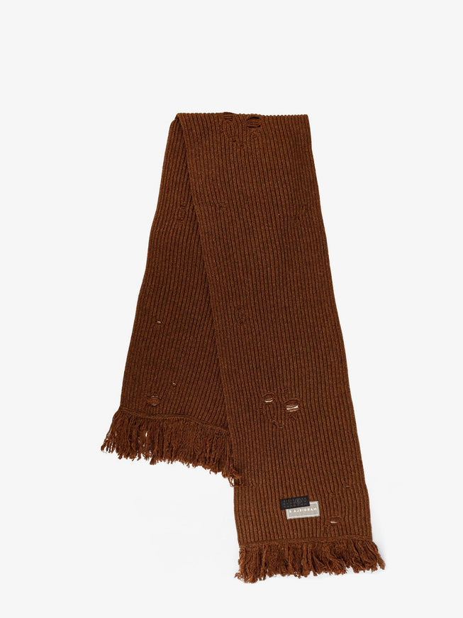 Mm6 Maison Margiela Wool Blend Scarf With Distressed Effect Uni Brown