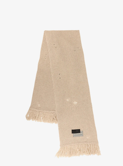 Mm6 Maison Margiela Wool Blend Scarf With Distressed Effect Uni Beige